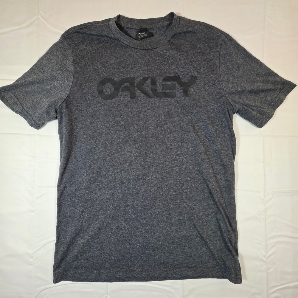 Oakley Mens Custom Fit Logo Graphic T-Shirt Charcoal Gray Heather Small